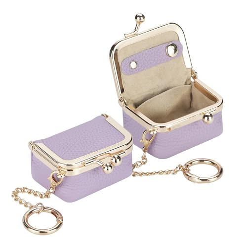Royal Bagger Echtes Rindsleder Mini-Schmuckkästchen Damen Münze Geldbörse Solid Farbe Kiss Lock Change Pouch Casual Style Kleine Aufbewahrungstasche für Frauen 1894 (Hellviolett 2) von Royal Bagger