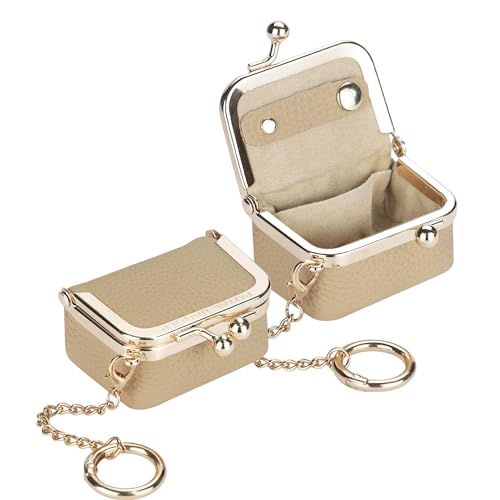 Royal Bagger Echtes Rindsleder Mini-Schmuckkästchen Damen Münze Geldbörse Solid Farbe Kiss Lock Change Pouch Casual Style Kleine Aufbewahrungstasche für Frauen 1894 (Milchtee 2) von Royal Bagger