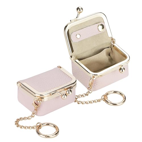 Royal Bagger Echtes Rindsleder Mini-Schmuckkästchen Damen Münze Geldbörse Solid Farbe Kiss Lock Change Pouch Casual Style Kleine Aufbewahrungstasche für Frauen 1894 (Rosa 2) von Royal Bagger