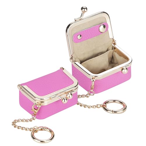 Royal Bagger Echtes Rindsleder Mini-Schmuckkästchen Damen Münze Geldbörse Solid Farbe Kiss Lock Change Pouch Casual Style Kleine Aufbewahrungstasche für Frauen 1894 (Rose 2) von Royal Bagger