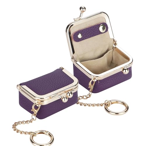 Royal Bagger Echtes Rindsleder Mini-Schmuckkästchen Damen Münze Geldbörse Solid Farbe Kiss Lock Change Pouch Casual Style Kleine Aufbewahrungstasche für Frauen 1894 (Tief lila 2) von Royal Bagger