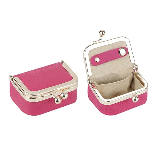 Royal Bagger Echtes Rindsleder Mini-Schmuckkästchen Damen Münze Geldbörse Solid Farbe Kiss Lock Change Pouch Casual Style Kleine Aufbewahrungstasche für Frauen 1894 (Wassermelone Rot) von Royal Bagger