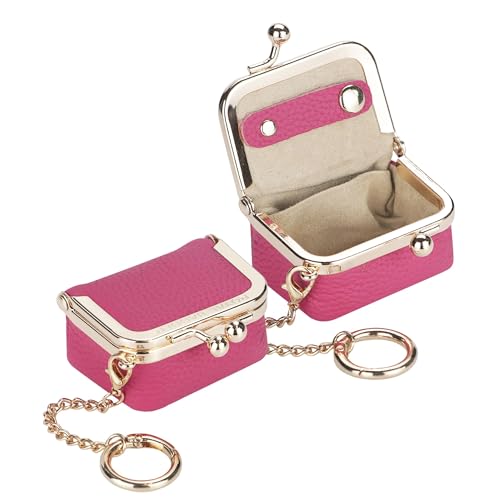 Royal Bagger Echtes Rindsleder Mini-Schmuckkästchen Damen Münze Geldbörse Solid Farbe Kiss Lock Change Pouch Casual Style Kleine Aufbewahrungstasche für Frauen 1894 (Wassermelone Rot 2) von Royal Bagger