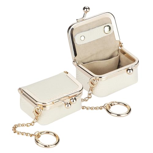 Royal Bagger Echtes Rindsleder Mini-Schmuckkästchen Damen Münze Geldbörse Solid Farbe Kiss Lock Change Pouch Casual Style Kleine Aufbewahrungstasche für Frauen 1894 (weiß 2) von Royal Bagger