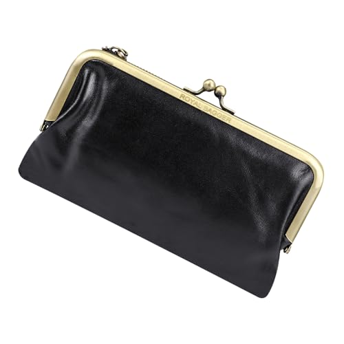 Royal Bagger Elegante Clutch Taschen für Frauen, Geldbörse aus echtem Leder, Vintage Geldklammer (Schwarz) von Royal Bagger