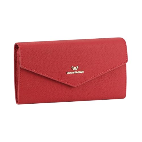 Royal Bagger Envelop Long Wallet - RFID-Blockierung Einfache einfarbige Multi-Card-Slots Kartenhalter Echtes Leder Geldbörse 2480 (Großes Rot) von Royal Bagger