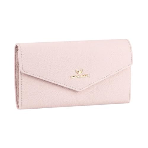 Royal Bagger Envelop Long Wallet - RFID-Blockierung Einfache einfarbige Multi-Card-Slots Kartenhalter Echtes Leder Geldbörse 2480 (Hellrosa) von Royal Bagger