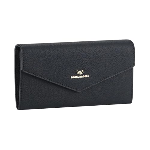 Royal Bagger Envelop Long Wallet - RFID-Blockierung Einfache einfarbige Multi-Card-Slots Kartenhalter Echtes Leder Geldbörse 2480 (Schwarz) von Royal Bagger