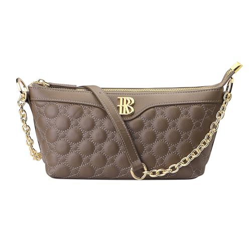Royal Bagger Klassische gesteppte Kette Umhängetasche für Frauen, Echtes weiches Rindsleder Unterarm Geldbörse, Mode Handtasche 3262 (Tief khaki) von Royal Bagger