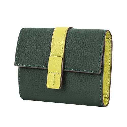 Royal Bagger Kurz Brieftasche für Frauen Echtes Kuh Leder Trifold Brieftaschen Reiß Verschluss Geldbörse Mode Kontrast Karten Halter (Grün) von Royal Bagger