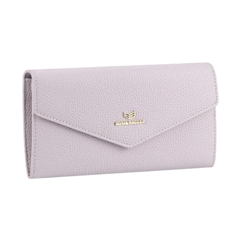 Royal Bagger Lange Geldbörse mit Umschlag – RFID-blockierend, schlicht, einfarbig, mehrere Kartenfächer, Kartenhalter, echtes Leder, 2480, Helles Violett, Casual von Royal Bagger