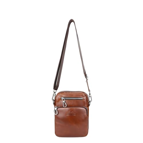 Royal Bagger Mini-Vintage-Crossbody-Taschen, Herren-Hüft Tasche aus echtem Leder, Pendler-Umhängetasche für den täglichen Gebrauch (Braun) von Royal Bagger