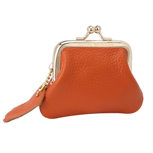 Royal Bagger Mini einfache Kiss Lock Münzgeldbörse, einfarbige Lippenstift Tasche, lässige Münz Tasche für den täglichen Gebrauch (Orange) von Royal Bagger