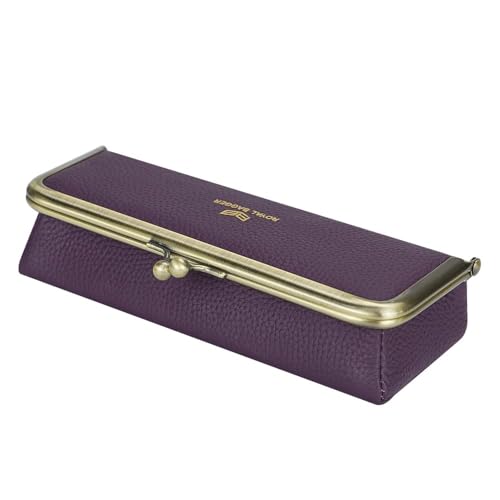 Royal Bagger Modisches Brillenetui aus echtem Leder, RFID-Blockierung, modisches Federmäppchen mit Kisslock, Damen-Münzgeldbörse 2135 (lila) von Royal Bagger