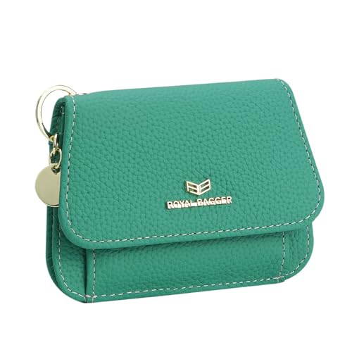 Royal Bagger Multi-Card Slots Kurze Brieftasche Echtes Leder Kreditkarteninhaber RFID-Blockierung Münze Geldbeutel mit Schlüsselanhänger 2443 (Grüner See) von Royal Bagger