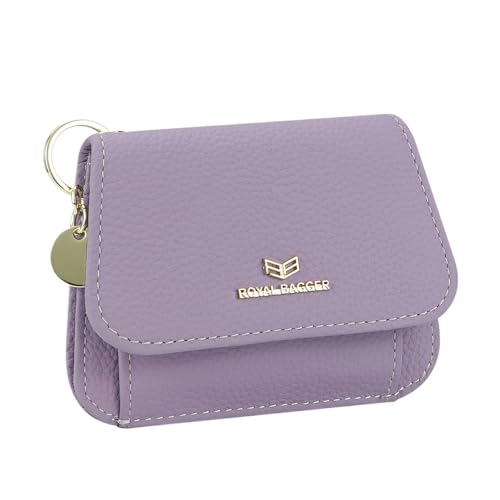 Royal Bagger Multi-Card Slots Kurze Brieftasche Echtes Leder Kreditkarteninhaber RFID-Blockierung Münze Geldbeutel mit Schlüsselanhänger 2443 (Lila) von Royal Bagger
