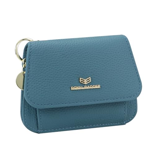 Royal Bagger Multi-Card Slots Kurze Brieftasche Echtes Leder Kreditkarteninhaber RFID-Blockierung Münze Geldbeutel mit Schlüsselanhänger 2443 (Meeresblau) von Royal Bagger