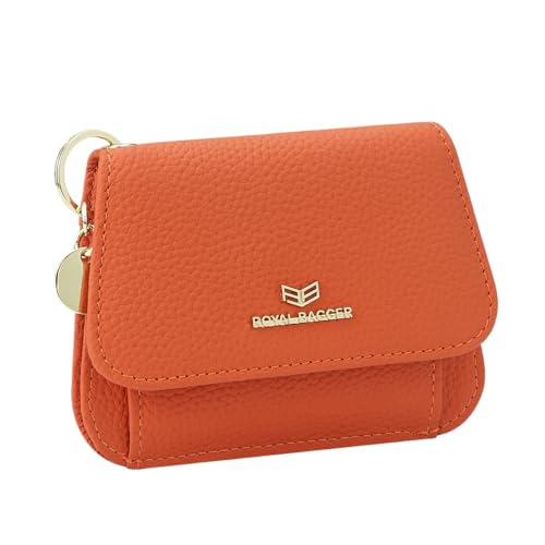 Royal Bagger Multi-Card Slots Kurze Brieftasche Echtes Leder Kreditkarteninhaber RFID-Blockierung Münze Geldbeutel mit Schlüsselanhänger 2443 (Orange) von Royal Bagger