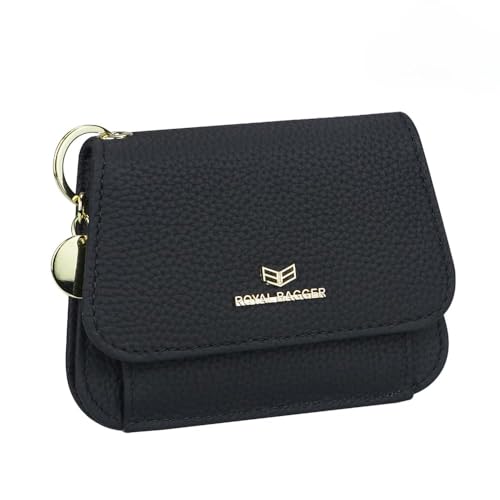 Royal Bagger Multi-Card Slots Kurze Brieftasche Echtes Leder Kreditkarteninhaber RFID-Blockierung Münze Geldbeutel mit Schlüsselanhänger 2443 (Schwarz) von Royal Bagger