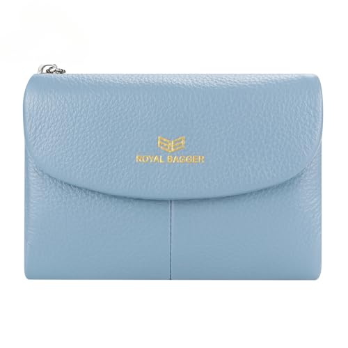 Royal Bagger RFID-Blockierung Frauen Kurze Brieftasche echtes Leder Multi-Card Slots Karteninhaber Trifold Geldbörse magnetische Öffnung 2063 (Blau) von Royal Bagger