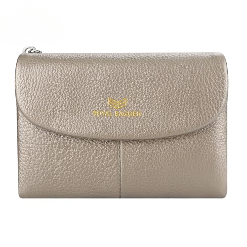 Royal Bagger RFID-Blockierung Frauen Kurze Brieftasche echtes Leder Multi-Card Slots Karteninhaber Trifold Geldbörse magnetische Öffnung 2063 (Bronze) von Royal Bagger