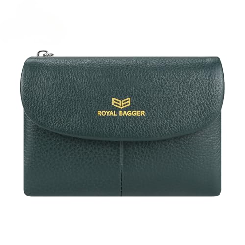 Royal Bagger RFID-Blockierung Frauen Kurze Brieftasche echtes Leder Multi-Card Slots Karteninhaber Trifold Geldbörse magnetische Öffnung 2063 (Grün) von Royal Bagger