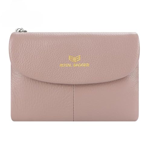 Royal Bagger RFID-Blockierung Frauen Kurze Brieftasche echtes Leder Multi-Card Slots Karteninhaber Trifold Geldbörse magnetische Öffnung 2063 (Rosa) von Royal Bagger