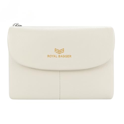 Royal Bagger RFID-Blockierung Frauen Kurze Brieftasche echtes Leder Multi-Card Slots Karteninhaber Trifold Geldbörse magnetische Öffnung 2063 (Weiß) von Royal Bagger