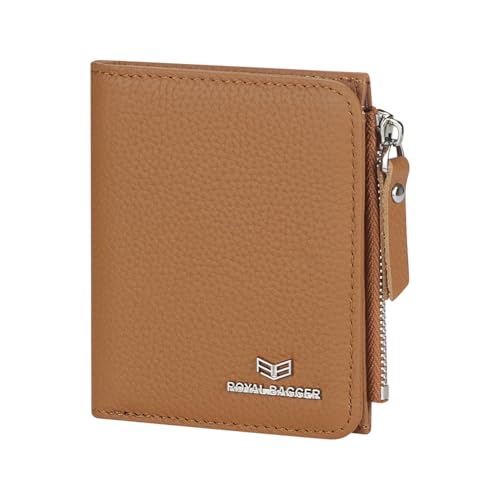 Royal Bagger RFID-Blockierung echtes Leder Kurze Brieftasche für Frauen - Slim Bifold Coin Purse, modisch & einfaches Design 3201 (Braun) von Royal Bagger