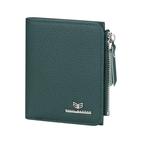 Royal Bagger RFID-Blockierung echtes Leder Kurze Brieftasche für Frauen - Slim Bifold Coin Purse, modisch & einfaches Design 3201 (Dunkelgrün) von Royal Bagger