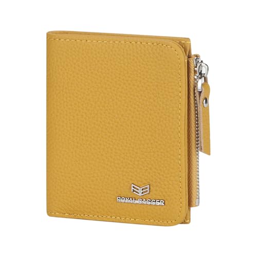 Royal Bagger RFID-Blockierung echtes Leder Kurze Brieftasche für Frauen - Slim Bifold Coin Purse, modisch & einfaches Design 3201 (Gelb) von Royal Bagger