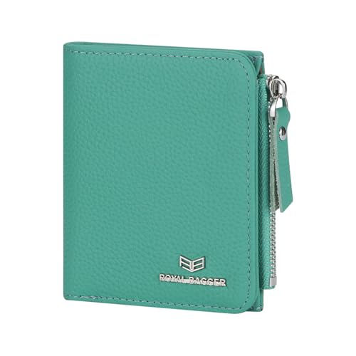 Royal Bagger RFID-Blockierung echtes Leder Kurze Brieftasche für Frauen - Slim Bifold Coin Purse, modisch & einfaches Design 3201 (Grüner See) von Royal Bagger