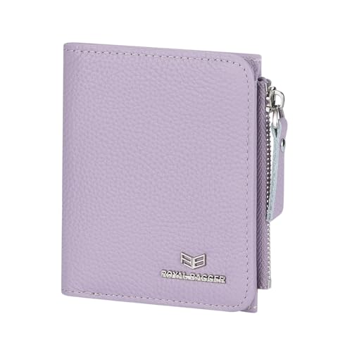 Royal Bagger RFID-Blockierung echtes Leder Kurze Brieftasche für Frauen - Slim Bifold Coin Purse, modisch & einfaches Design 3201 (Hellviolett) von Royal Bagger