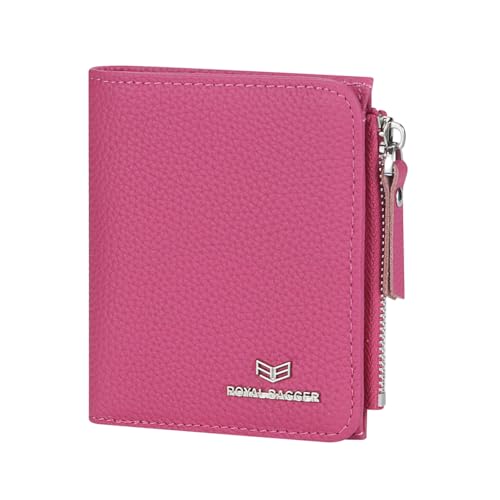 Royal Bagger RFID-Blockierung echtes Leder Kurze Brieftasche für Frauen - Slim Bifold Coin Purse, modisch & einfaches Design 3201 (Rose) von Royal Bagger