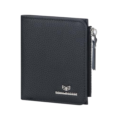 Royal Bagger RFID-Blockierung echtes Leder Kurze Brieftasche für Frauen - Slim Bifold Coin Purse, modisch & einfaches Design 3201 (Schwarz) von Royal Bagger