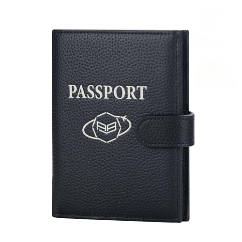 Royal Bagger RFID Echtleder Reisepass Brieftasche für Frauen, Casual Travel Wallets Kartenhalter mit SIM-Karte Pin Tool 3220 (Schwarz) von Royal Bagger
