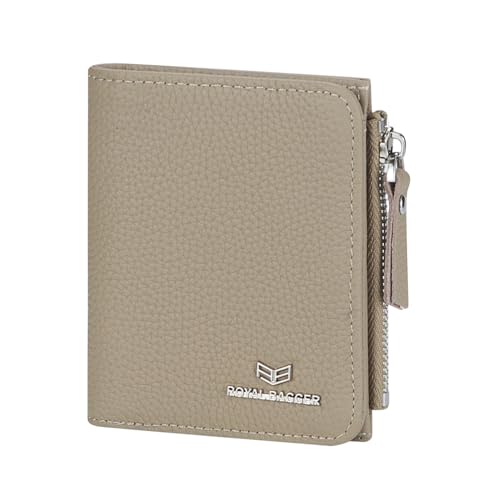 Royal Bagger RFID-blockierende Geldbörse aus echtem Leder, kurze Geldbörse für Damen – schlanke, faltbare Münzbörse, modisches und schlichtes Design 3201, Grau (Elephant Grey), modisch von Royal Bagger