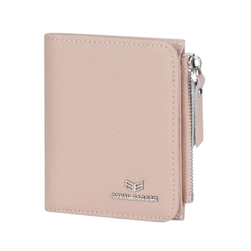 Royal Bagger RFID-blockierende Geldbörse aus echtem Leder, kurze Geldbörse für Damen – schlanke, faltbare Münzbörse, modisches und schlichtes Design 3201, Helles Pink, modisch von Royal Bagger