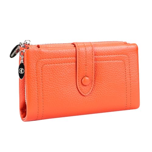 Royal Bagger Trendy Multiple Slot Karten Halter Geldbörse für Frauen, Vintage Leder Trifold Einfache Geldbörse (Orange) von Royal Bagger