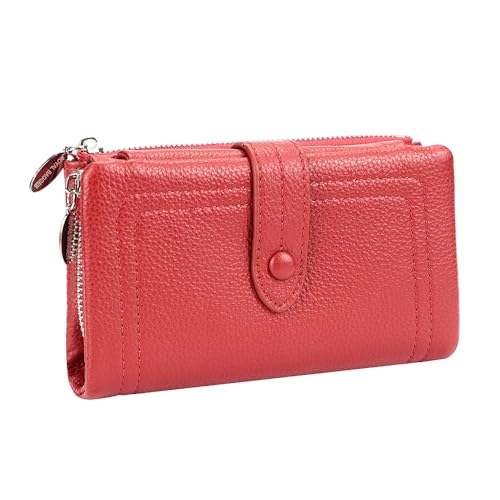 Royal Bagger Trendy Multiple Slot Karten Halter Geldbörse für Frauen, Vintage Leder Trifold Einfache Geldbörse (Rot) von Royal Bagger