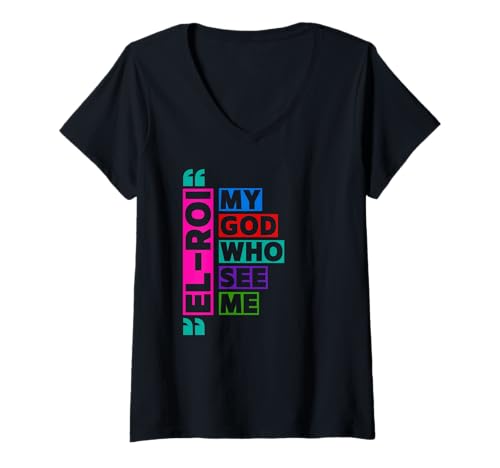 Damen EL ROI Mein Gott, der Mich Sieht - NSPPD-Morgengebet T-Shirt mit V-Ausschnitt Damen EL ROI Mein Gott, der Mich Sieht - NSPPD-Morgengebet T-Shirt mit V-Ausschnitt von Royal Digitol Designs