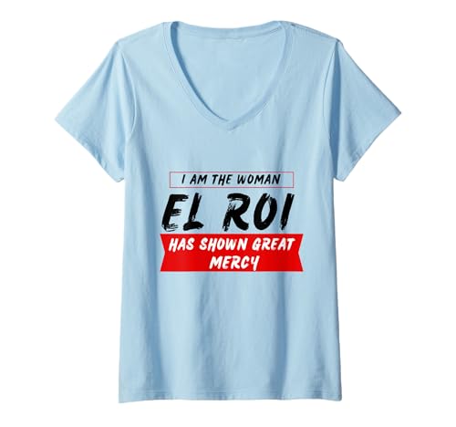 Damen Ich bin die Frau, die El Roi große Barmherzigkeit gezeigt hat - NSPPD-Gebet T-Shirt mit V-Ausschnitt von Royal Digitol Designs