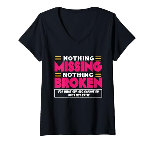 Damen Nichts fehlt nichts kaputt NSPPD Prayer Jerry Eze T-Shirt mit V-Ausschnitt von Royal Digitol Designs