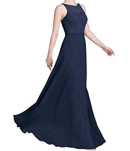 Royaldress Damen Chiffon Abendkleider Brautjungfernkleider Brautmutterkleider Lang A-Linie Rock Festliche Kleider Fuer Hochzeits -46 Navy Blau von Royal Dress