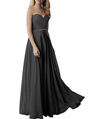 Royaldress Damen Chiffon Traegerlos Brautjungfernkleider Abendkleider Fuer Hochzeits Partykleider Bodenlang -40 Dunkel Grau von Royal Dress