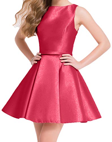 Royaldress Damen Elegant Mini Kurz Satin Abendkleider Ballkleider Cocktailkleider Festliche Kleider 2019 Neu-36 Wassermelon von Royal Dress