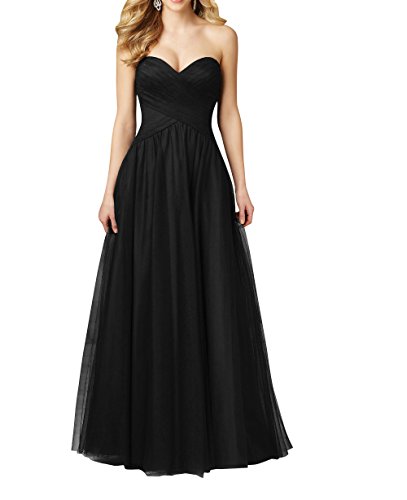 Royaldress Damen Elegant Traegerlos Tuell Abendkleider Partykleider Festlichkleider Brautjungfernkleider A-Linie Lang -52 Schwarz von Royal Dress