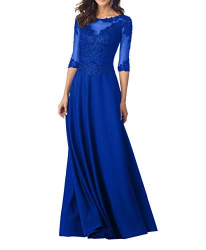 Royaldress neu Damen glamouroes Brautmutterkleider cocktailkleider damenglitzer Spitzenkleider Langarm Festkleider Damen hochzeit-42 Dunkel Royal Blau von Royal Dress