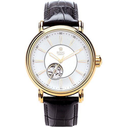 Royal London Gents Automatikuhr Herrenuhr Miyota schwarz Gold 41146-03 von Royal London