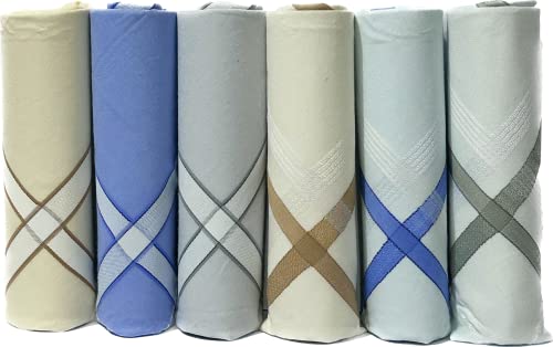 Royal Mart Men's Taschentücher für Herren – 100% weiche Baumwolle, Hohlsaum, 17 x 17 Zoll (Licht) (Pack of 6) von Royal Mart
